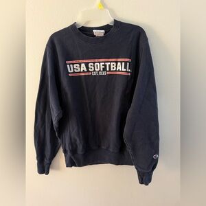 Champion Men's Navy USA Softball Crewneck Sweater